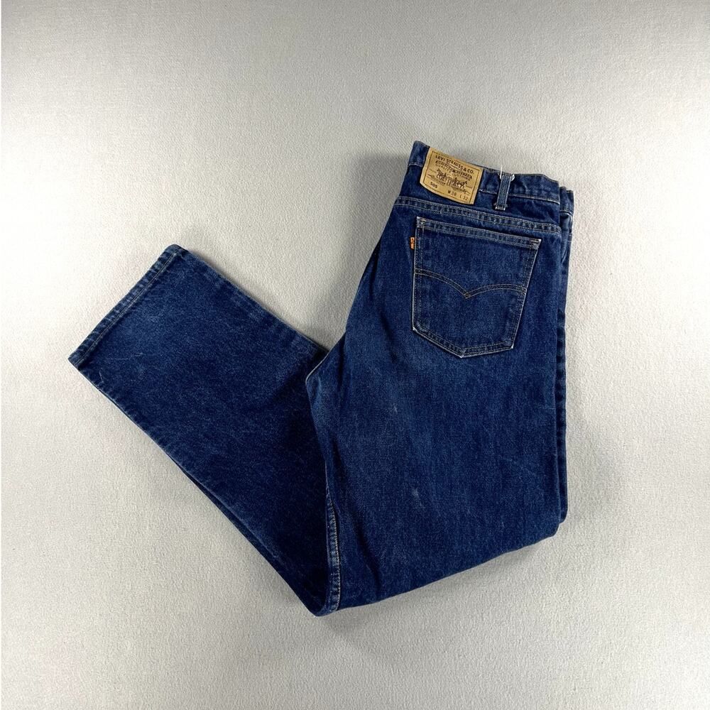 Vintage 90s Levis 505 Orange Tab Made In USA Red Batwing Mens Size (36 x 32)